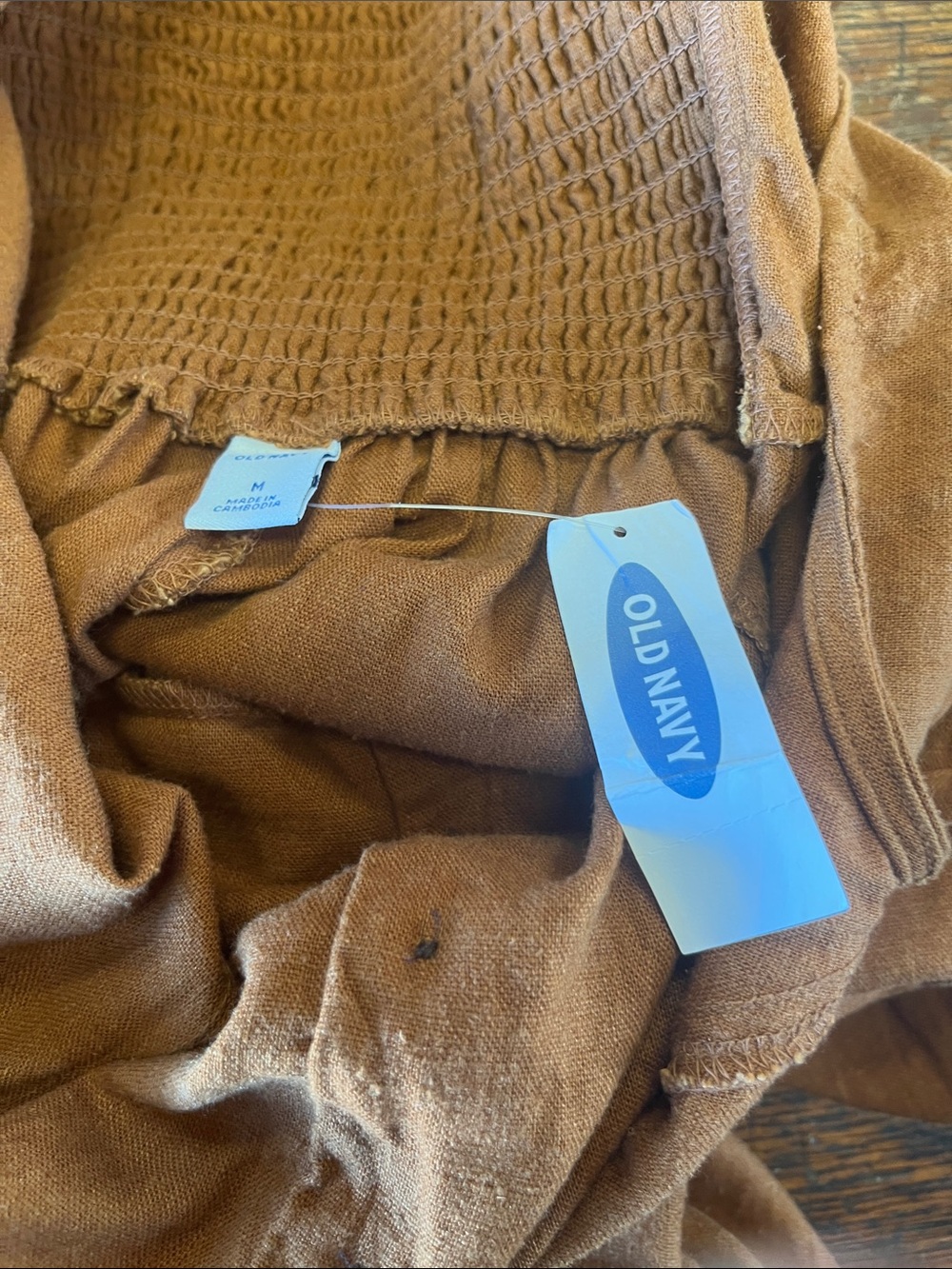 Old Navy Rust-Brown Wide-Leg Linen-Blend Jumpsuit with Buttons - Picture 8 of 16